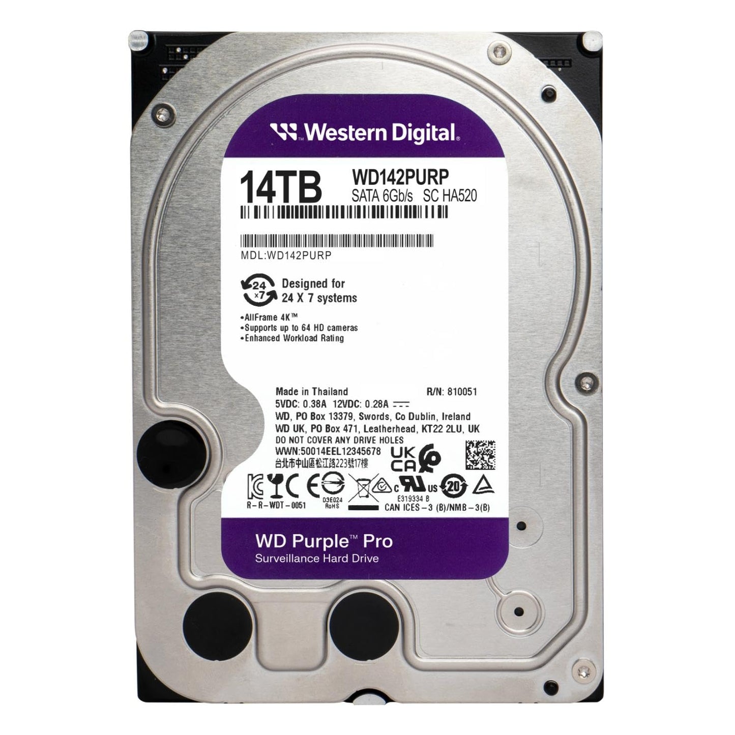 WD 14TB Purple HDD Surveillance OEM Internal Hard Drive WD141PURX