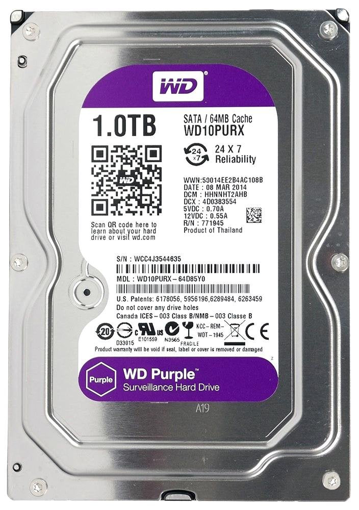 WD 1TB HDD Purple Surveillance OEM Internal Hard Drive WD10PURX